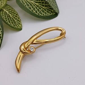 Vintage Gold Brooch with Crystal Accent